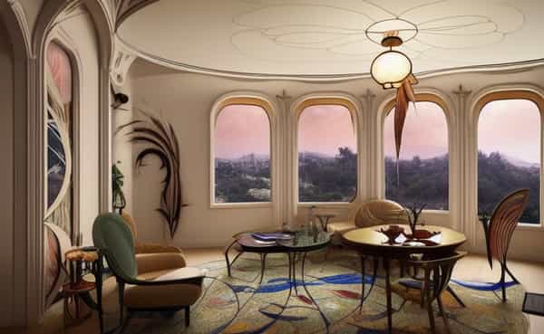 Flowing, organic lines and elegant forms that merge nature motifs with early 20th century style.