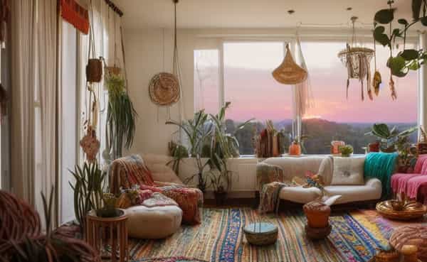 Free-spirited, rich patterns and vibrant colors with an artistic, eclectic flair.