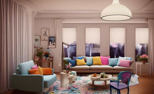 Bright, pastel colors and spring-themed decor, capturing the joyful essence of Easter celebrations.