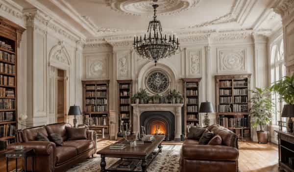 Dark, dramatic, and richly adorned with historic and romantic elements for a mysterious ambiance.