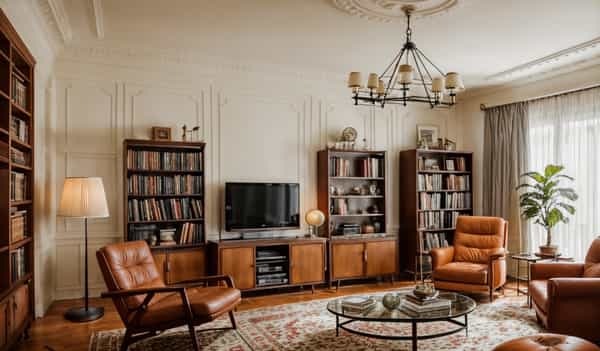 Revival of mid-20th-century design, featuring bold colors, fun patterns, and nostalgic flair.