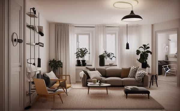 Light-filled, natural, and minimalist, emphasizing eco-friendly practices and cozy functionality.