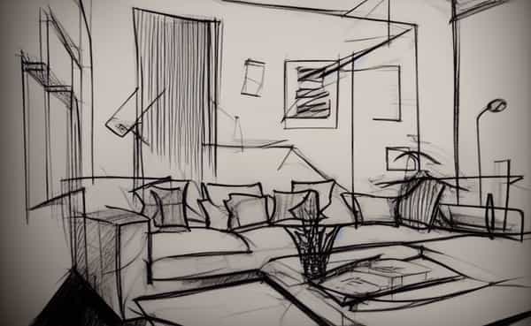 Artistic and unfinished, featuring sketched designs and raw elements that evoke creativity.